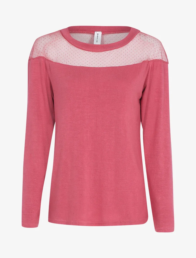 Top ample haut de buste en tulle - Rose