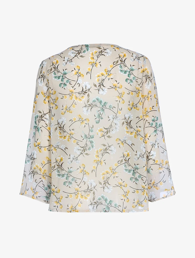 Top à imprimé champêtre et sequins - Beige