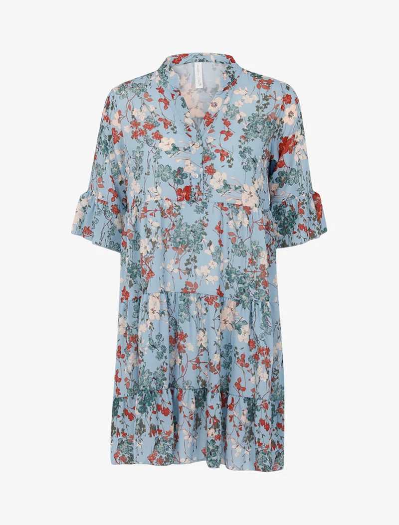 Robe ample coupe droite imprimé - Bleu ciel