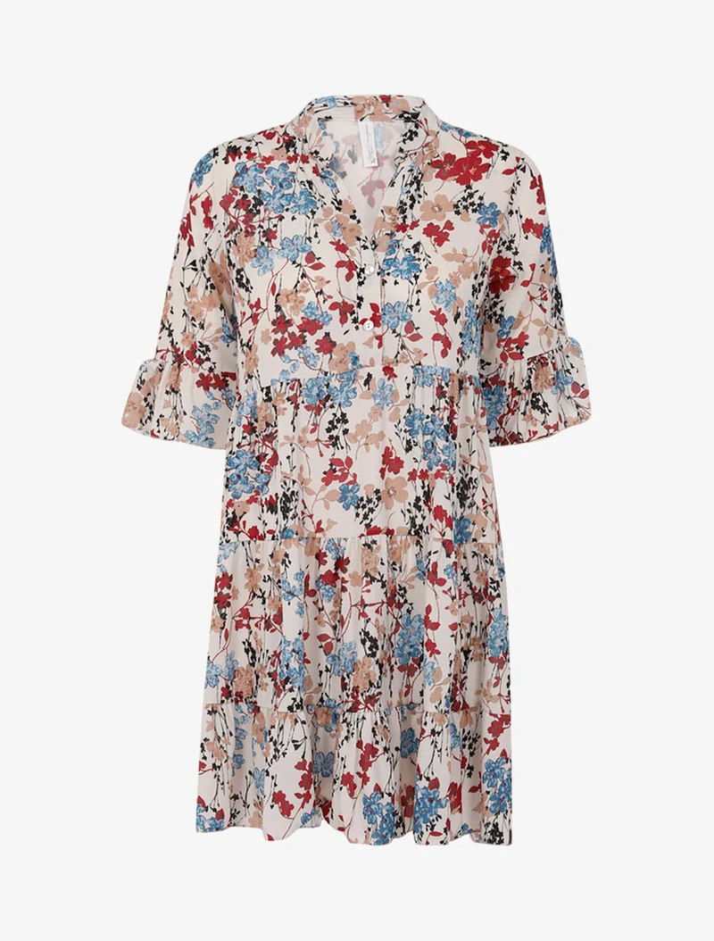 Robe ample coupe droite imprimé - Écru