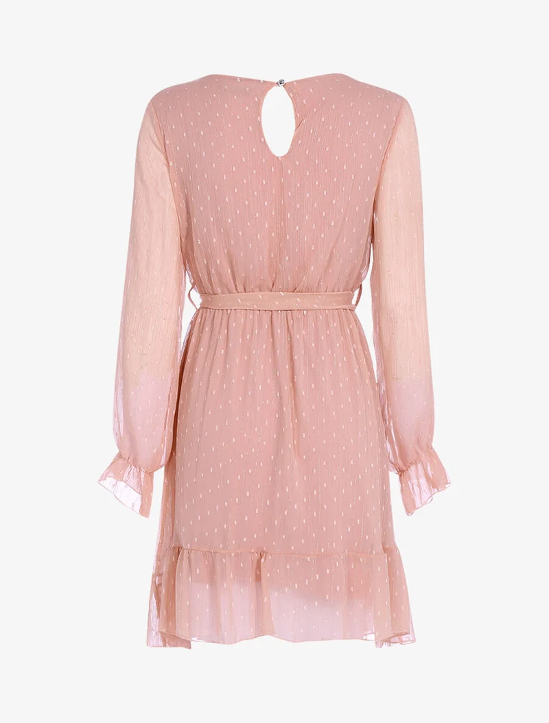 Robe basique à pois brodés - Rose