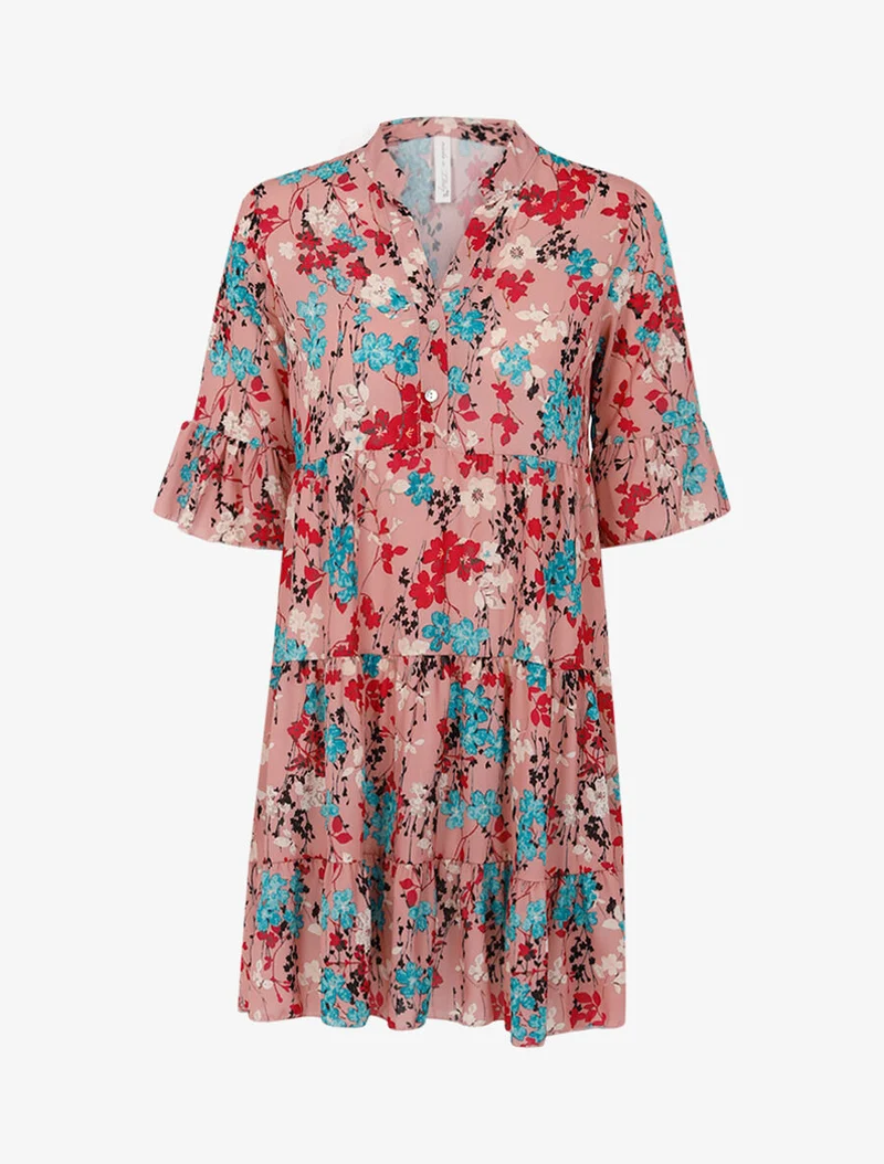 Robe ample coupe droite imprimé - Rose