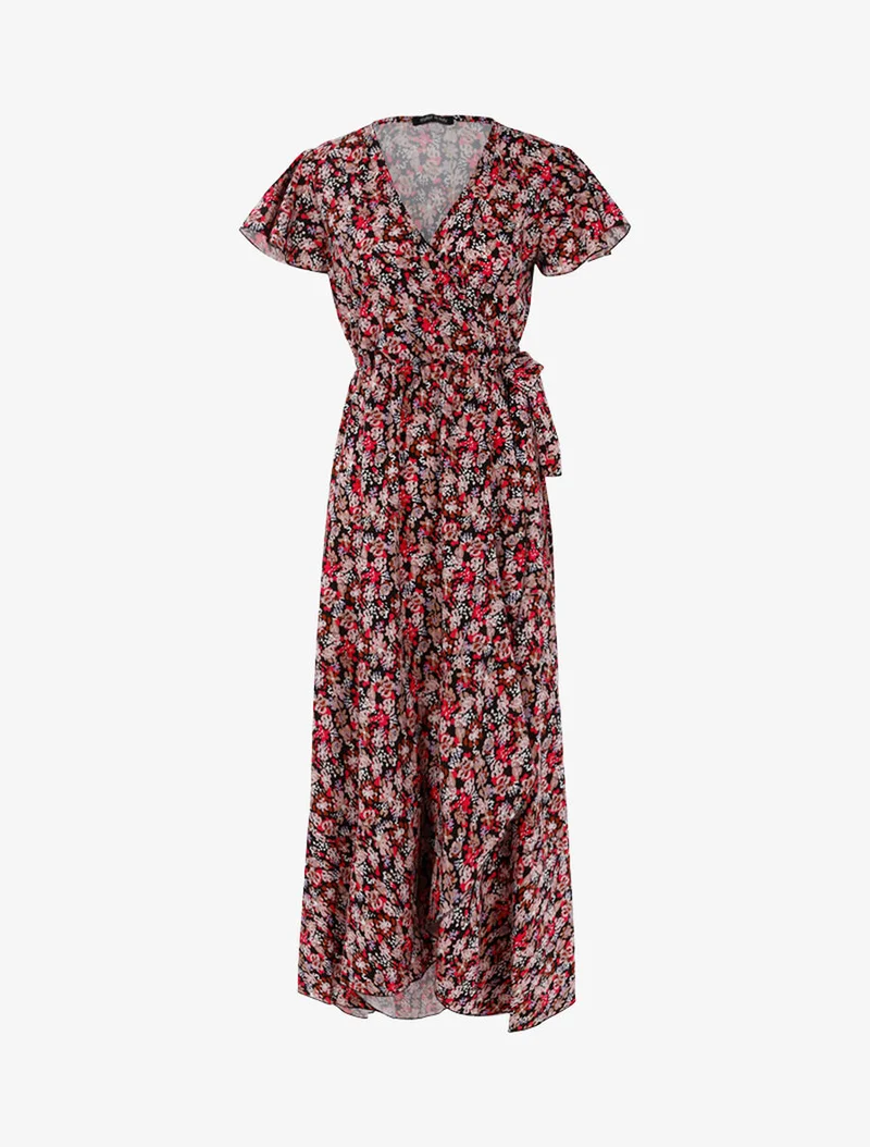 Robe à imprimé fleurs graphiques - Noir