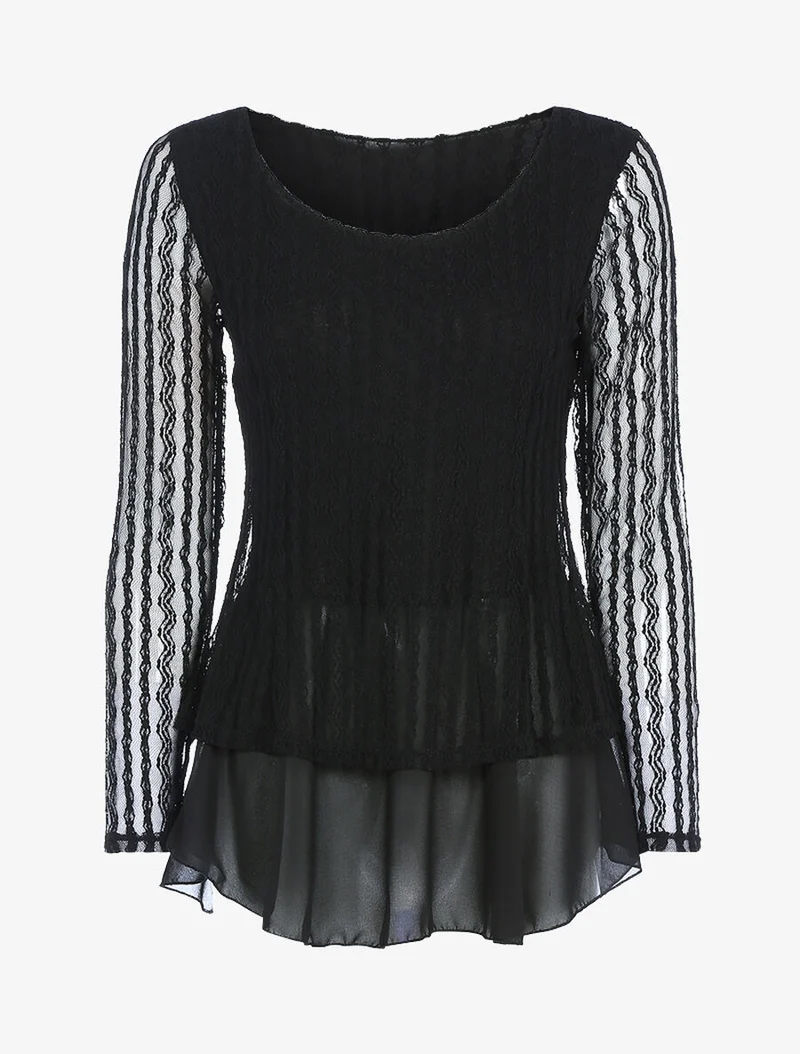 Top doublé en voile et tulle - Noir