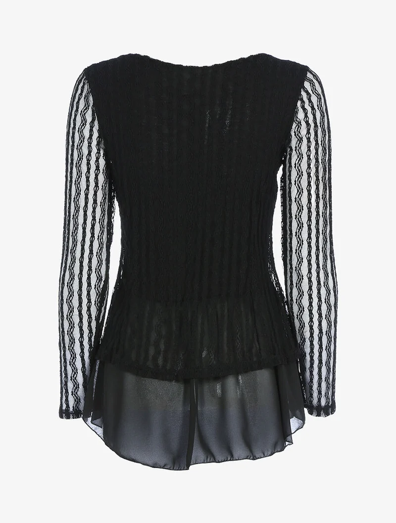 Top doublé en voile et tulle - Noir