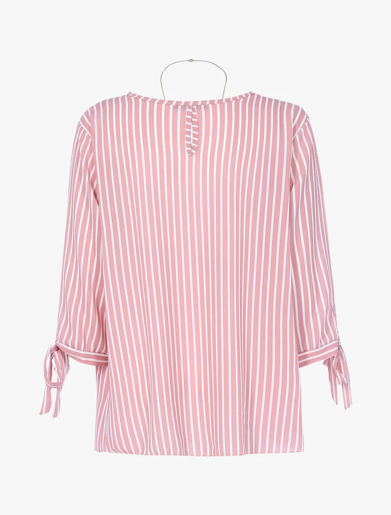 Blouse rayée avec sautoir - Rose/blanc