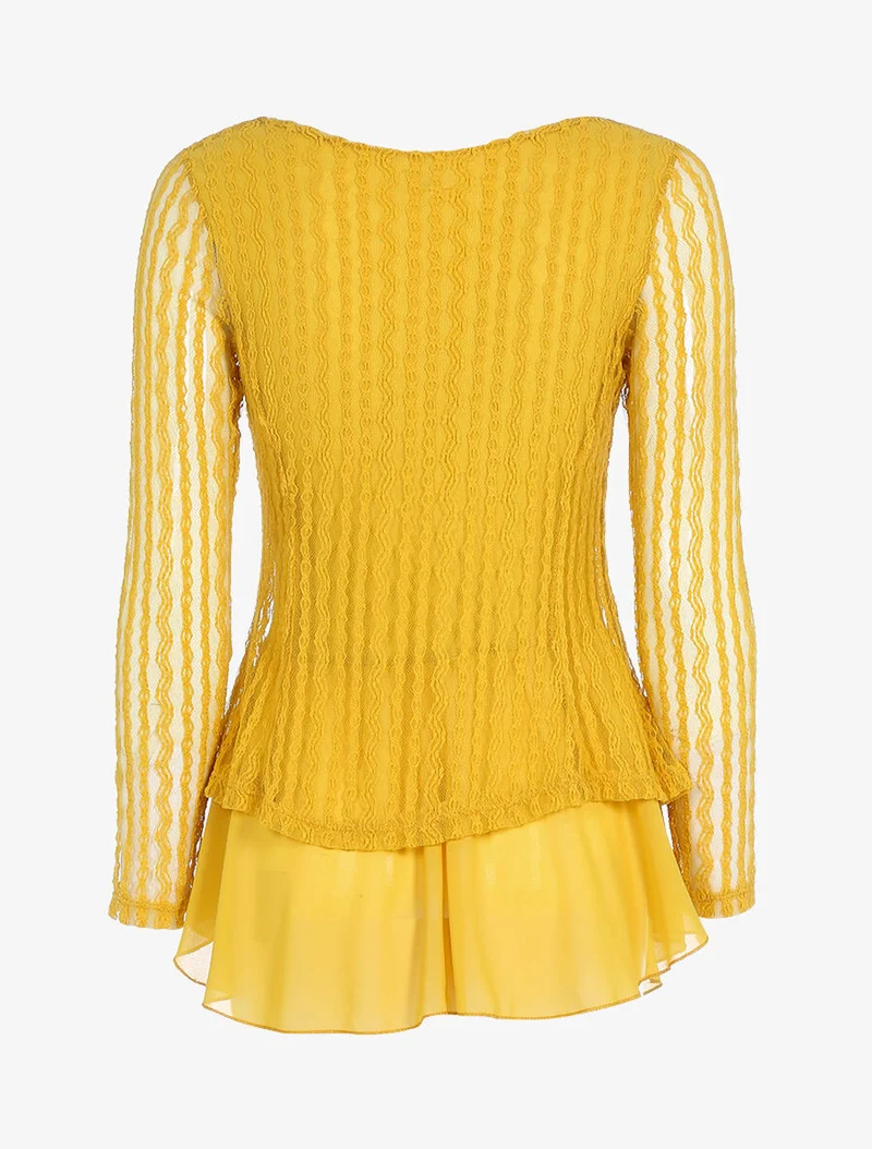 Top doublé en voile et tulle - Jaune