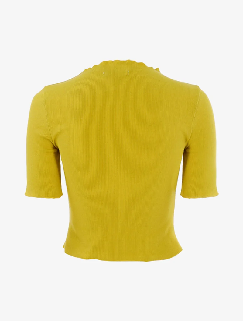 Top court à découpe ajourée - Jaune