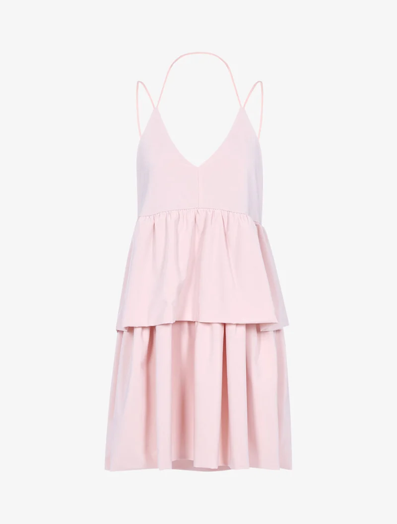 Robe loose à grands volants - Rose