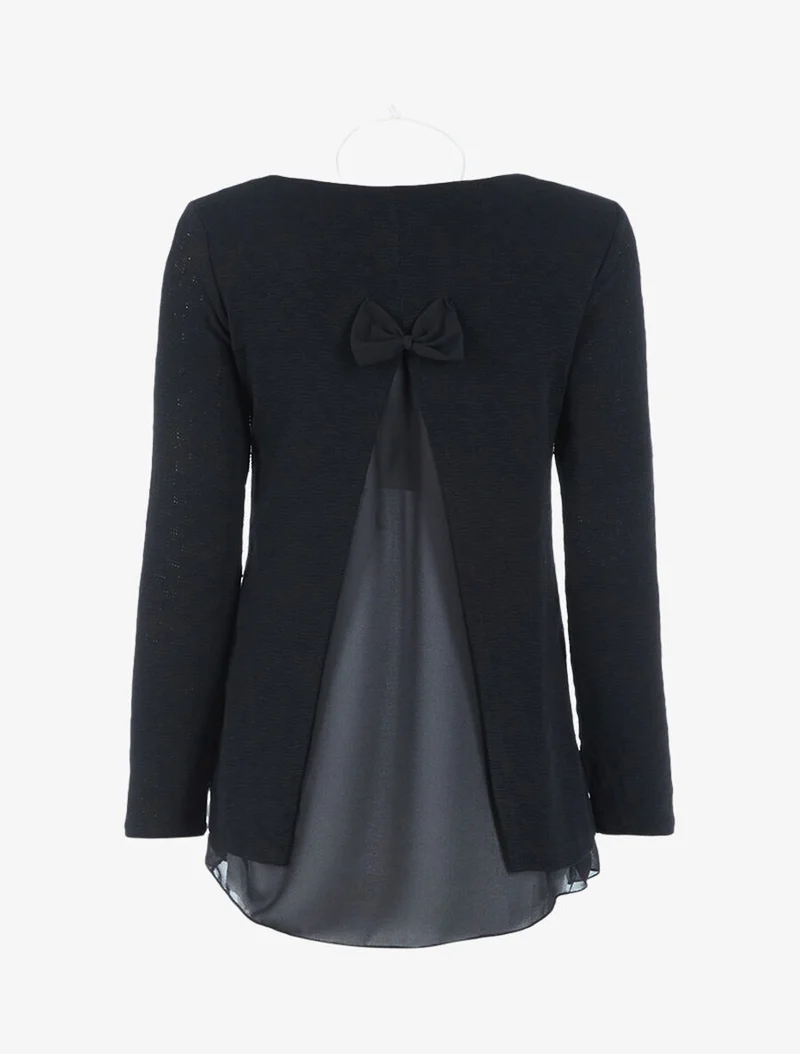 Top à doublure voile et dos fendu - Noir