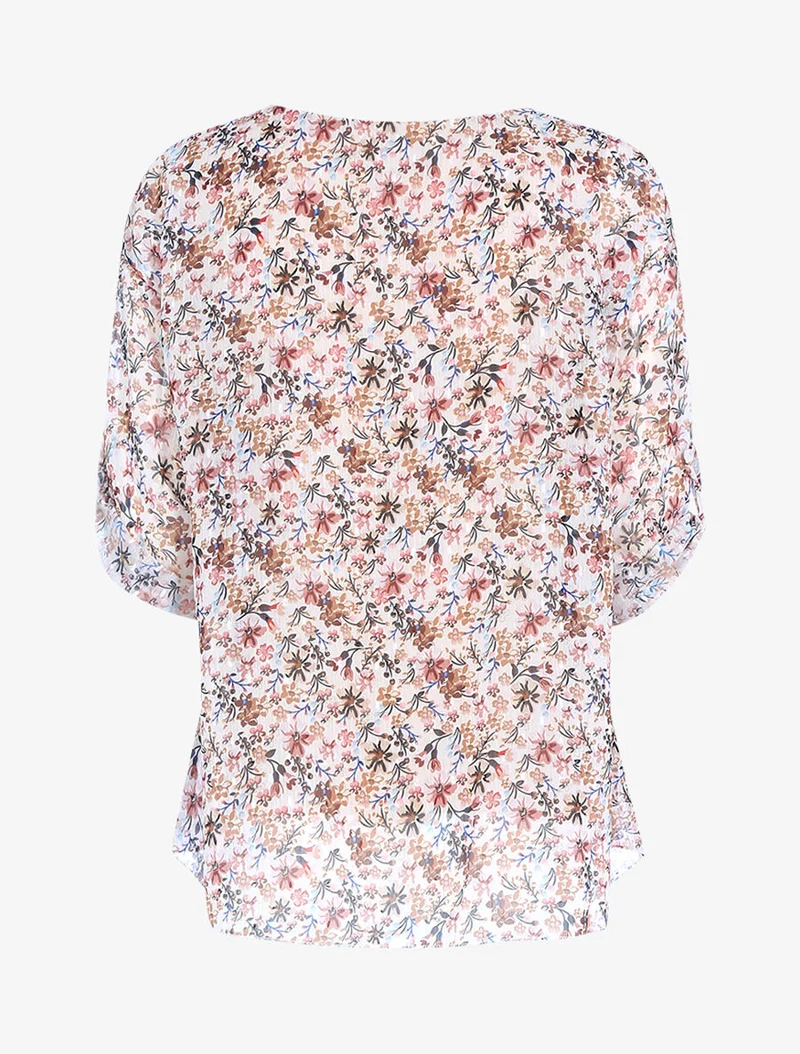 Blouse imprimé floral coupe ample - Écru