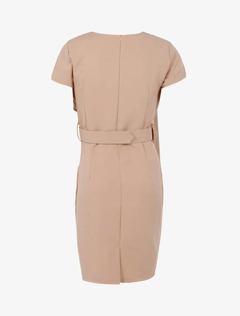 Robe cintrée à pan biseauté - Beige