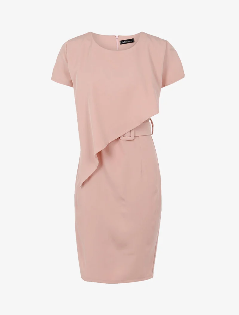 Robe cintrée à pan biseauté - Rose