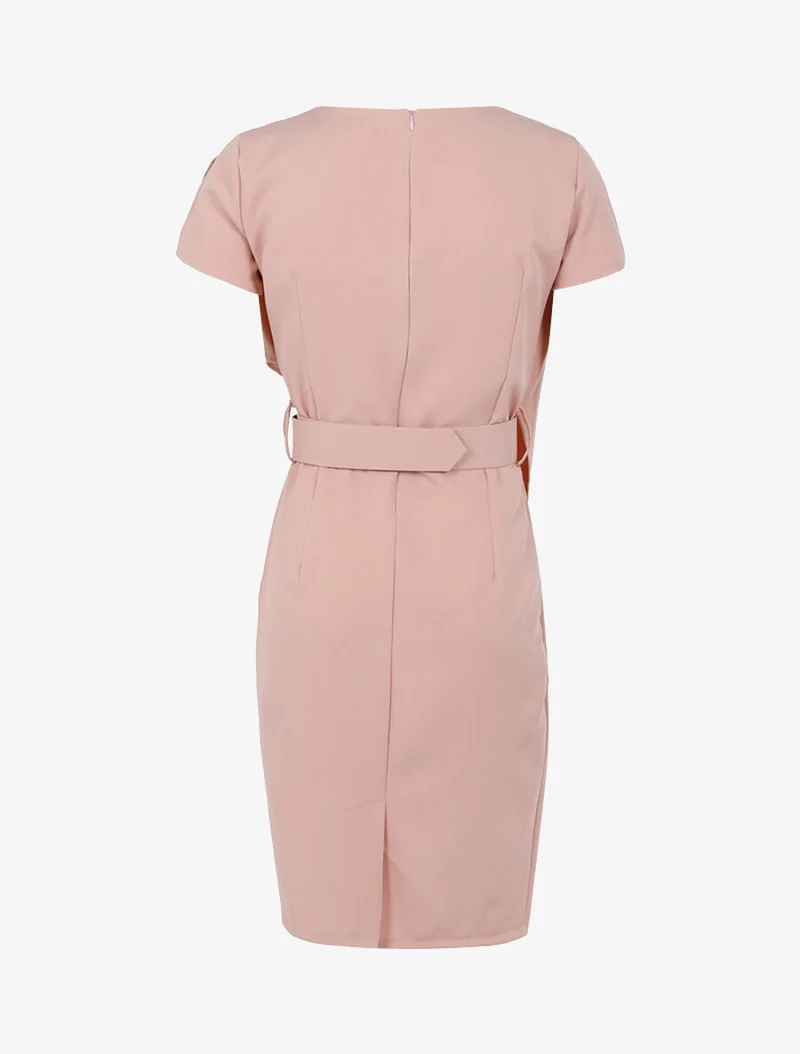 Robe cintrée à pan biseauté - Rose