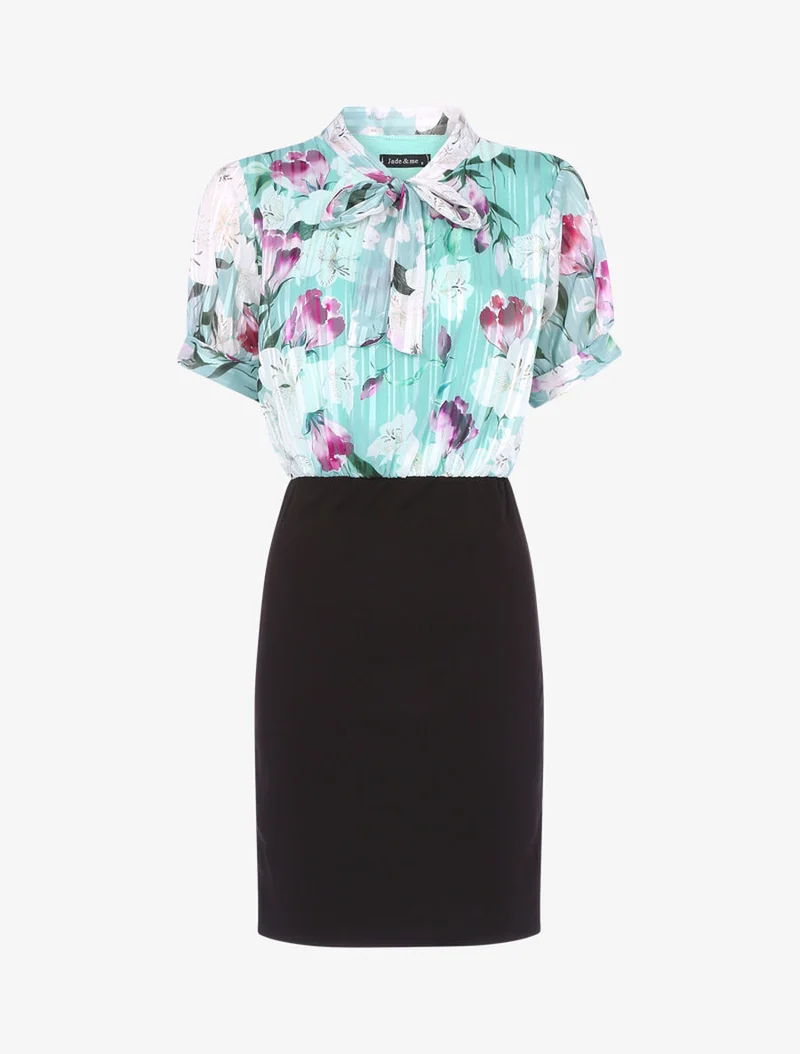 Robe à buste imprimé fleuri - Vert