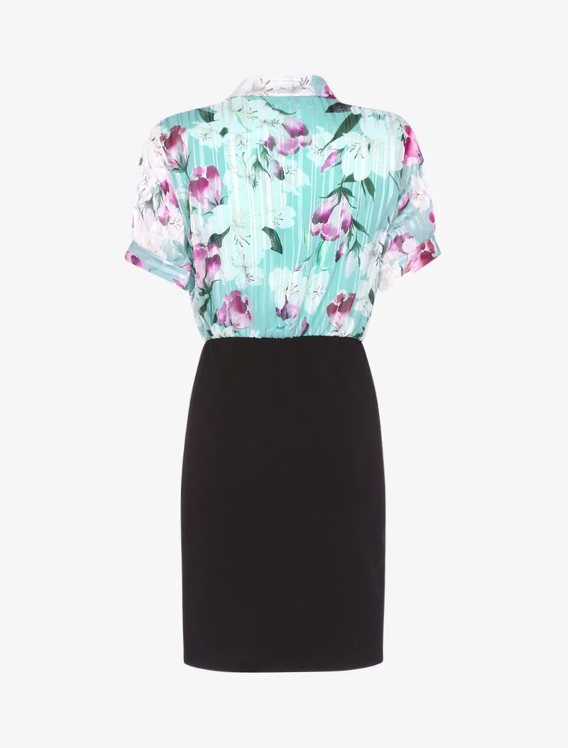 Robe à buste imprimé fleuri - Vert