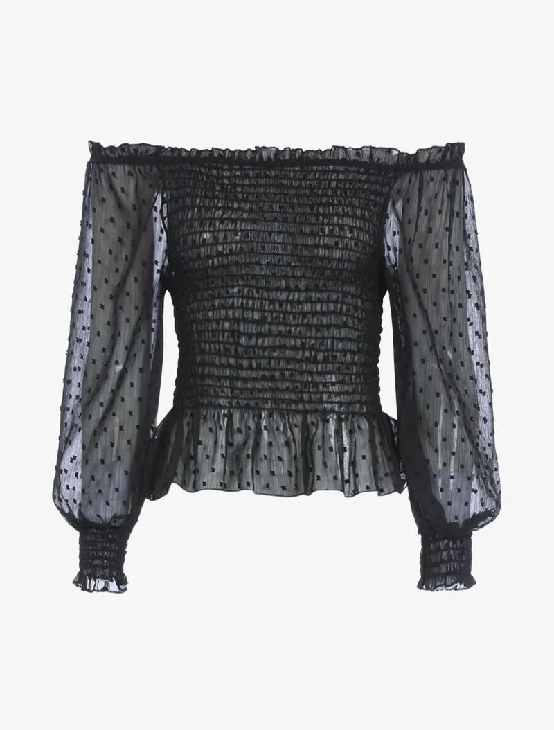 Crop top à détails mouchetés - Noir