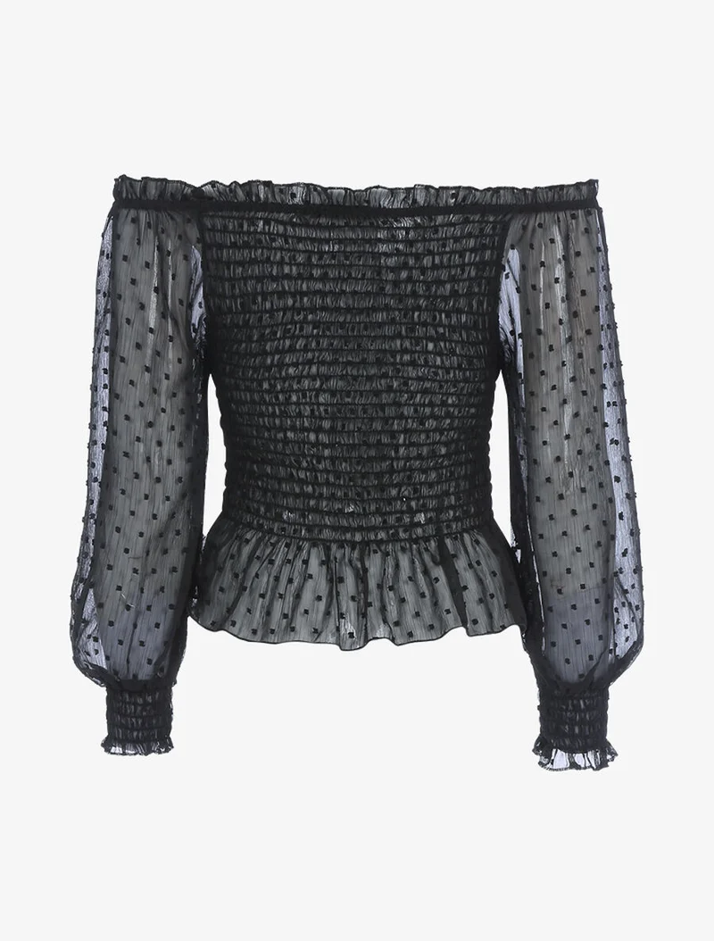 Crop top à détails mouchetés - Noir