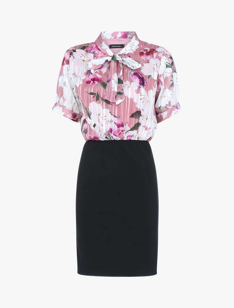 Robe à buste imprimé fleuri - Rose