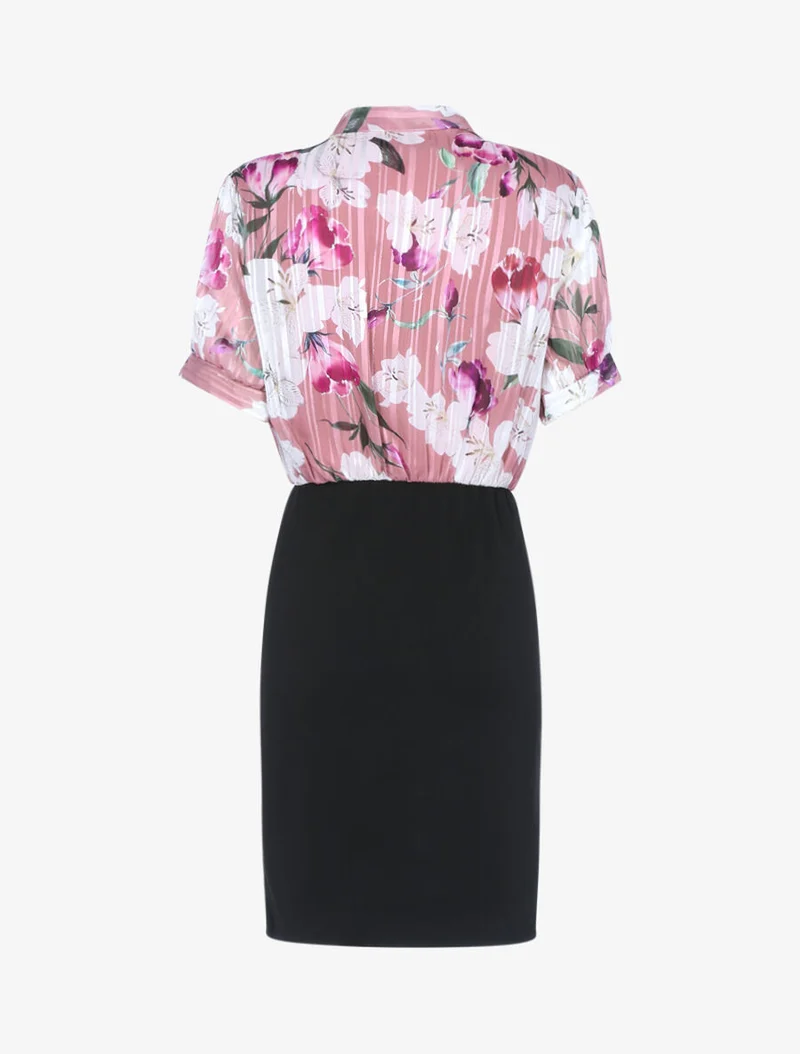 Robe à buste imprimé fleuri - Rose