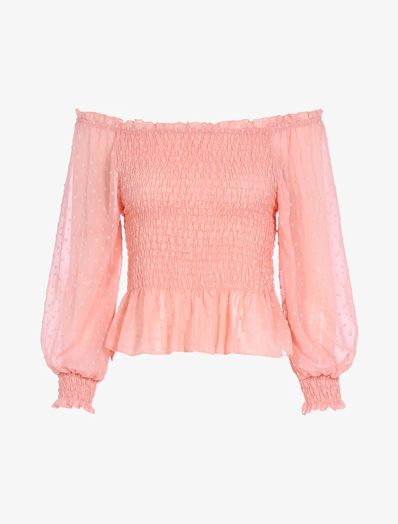 Crop top à détails mouchetés - Rose