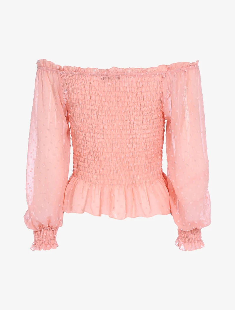 Crop top à détails mouchetés - Rose