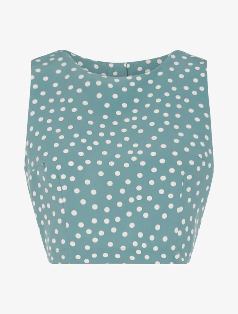 Crop top à imprimé pois - Vert