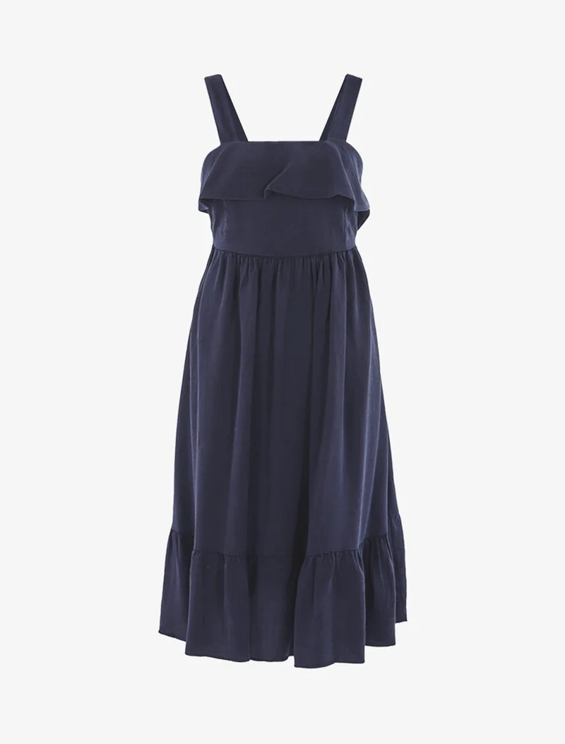 Robe à bord volanté - Marine