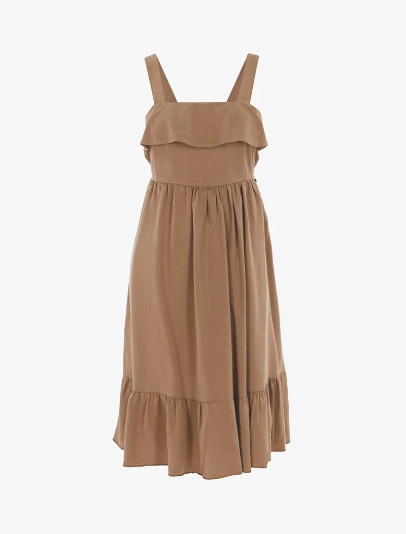 Robe à bord volanté - Camel