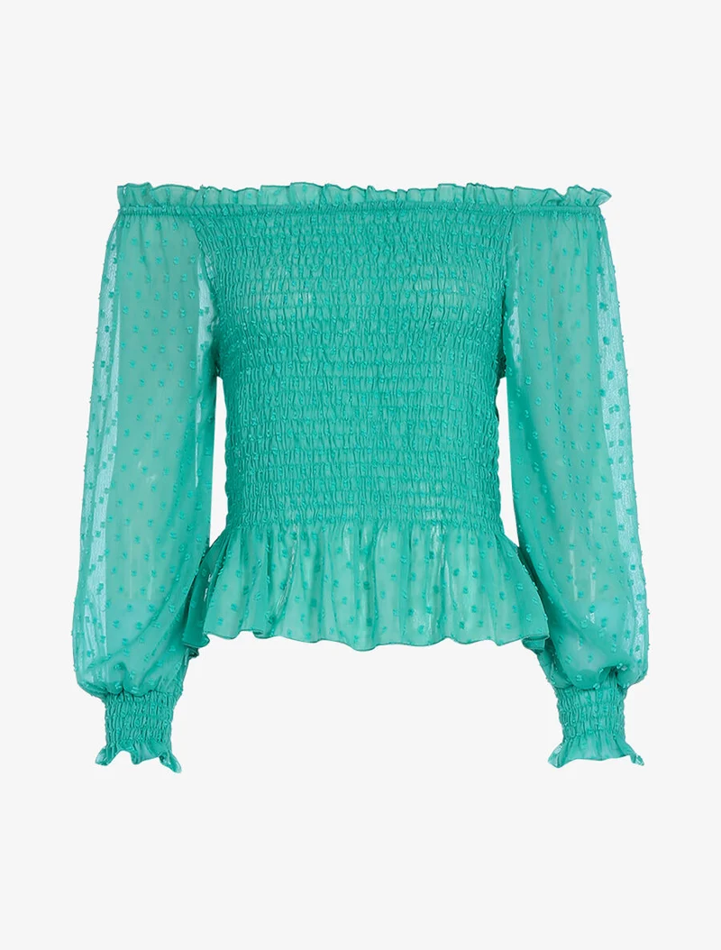 Crop top à détails mouchetés - Bleu turquoise
