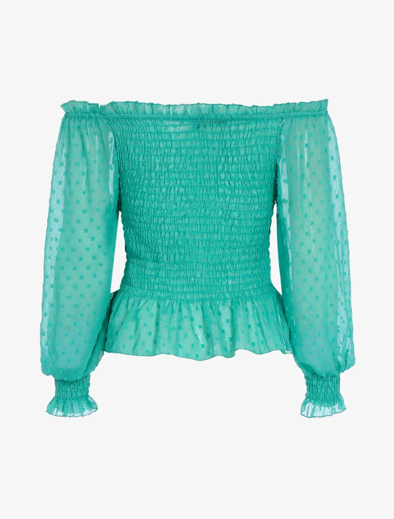 Crop top à détails mouchetés - Bleu turquoise