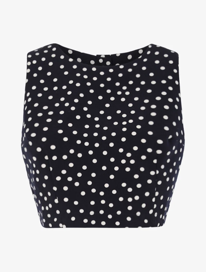 Crop top à imprimé pois - Marine
