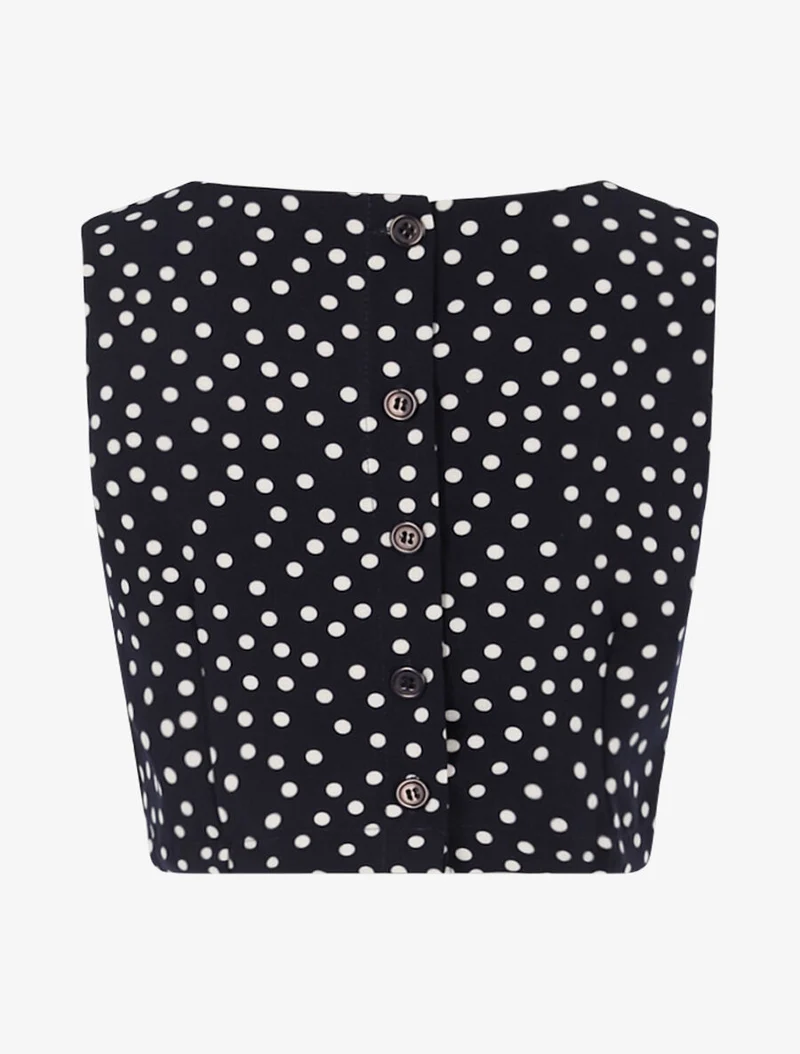 Crop top à imprimé pois - Marine