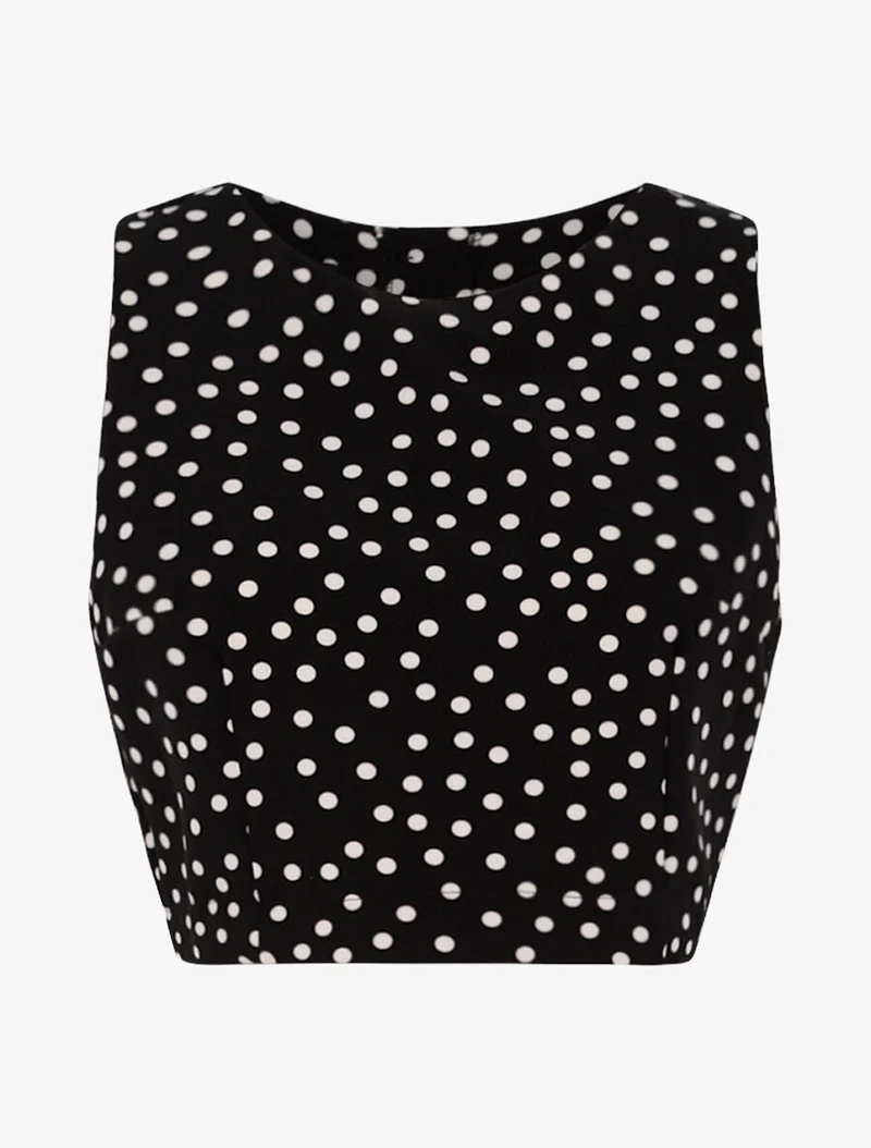 Crop top à imprimé pois - Noir