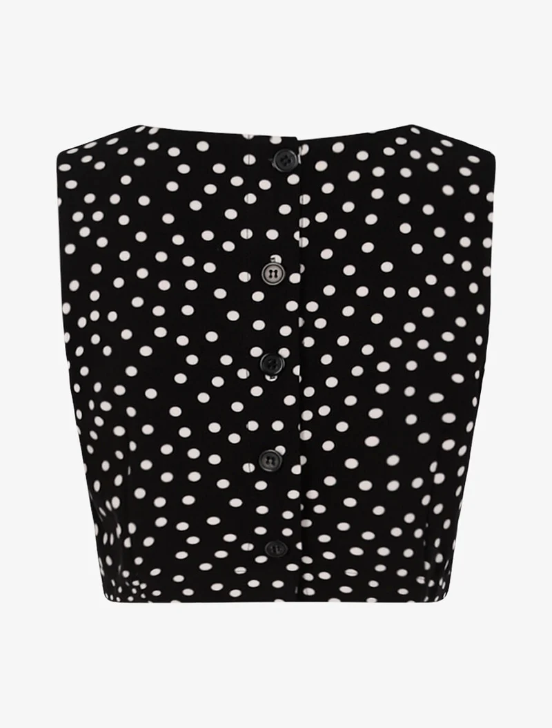 Crop top à imprimé pois - Noir