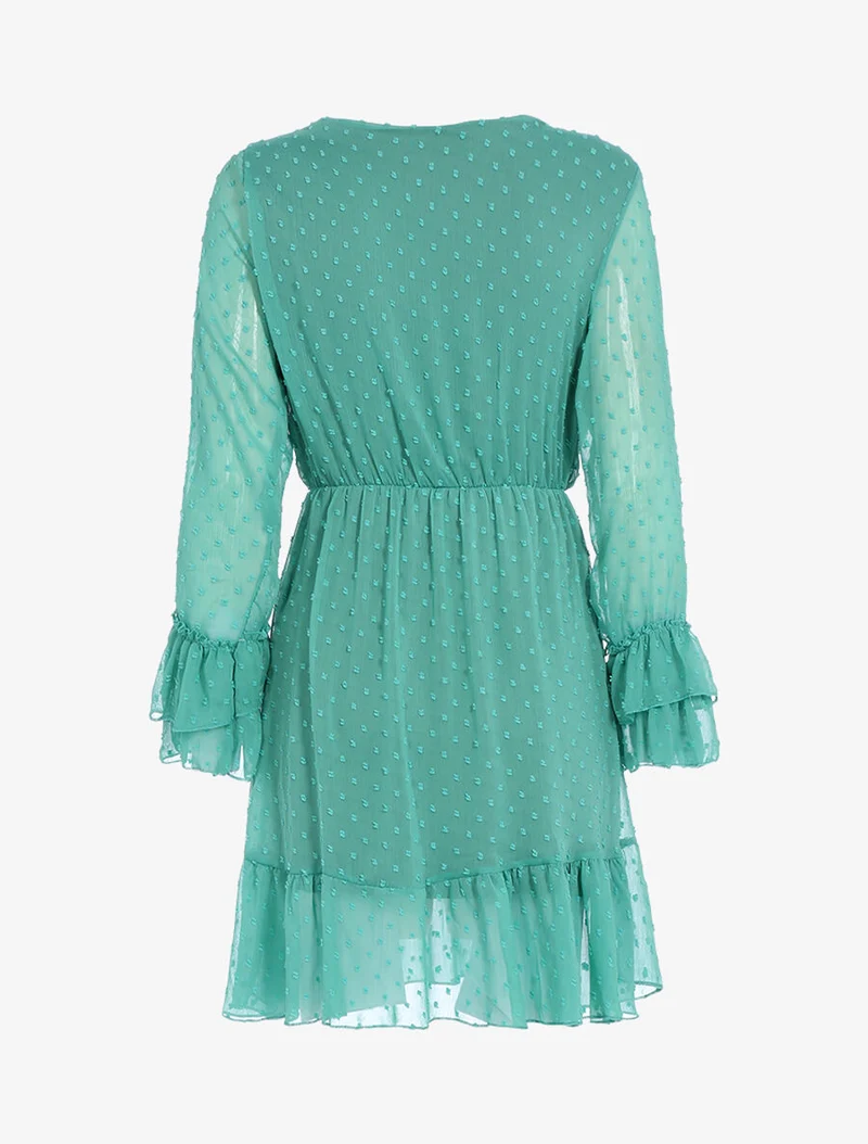 Robe fluide mouchetée - Bleu turquoise