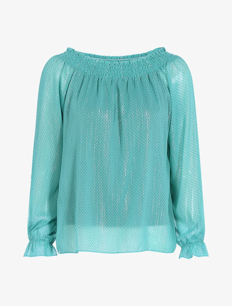 Top fluide à pois - Bleu turquoise
