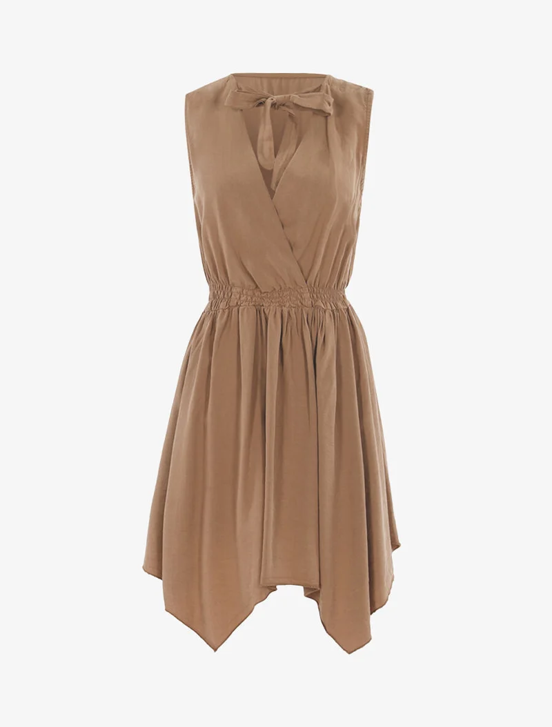 Robe à dos cache-coeur - Camel