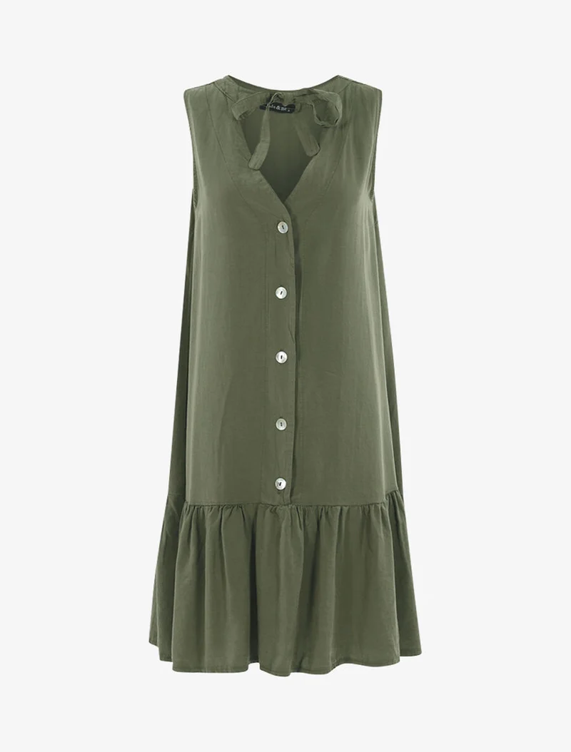 Robe à grand volant - Kaki