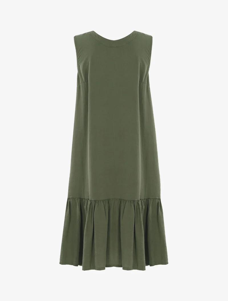 Robe à grand volant - Kaki