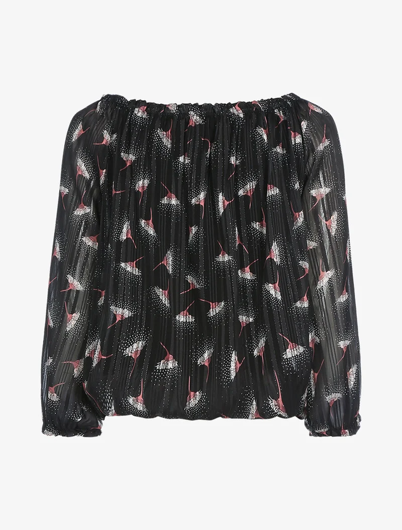 Blouse à imprimé pissenlits - Noir