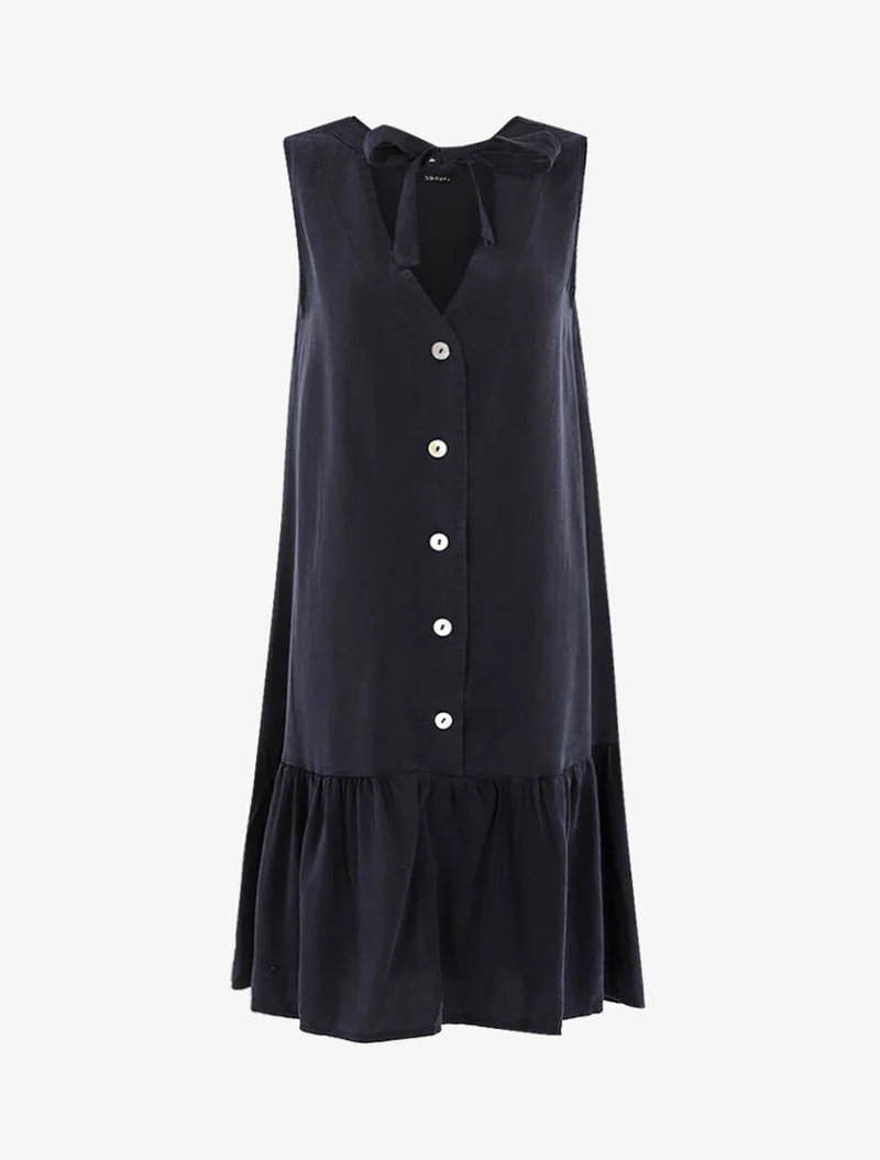Robe à grand volant - Marine