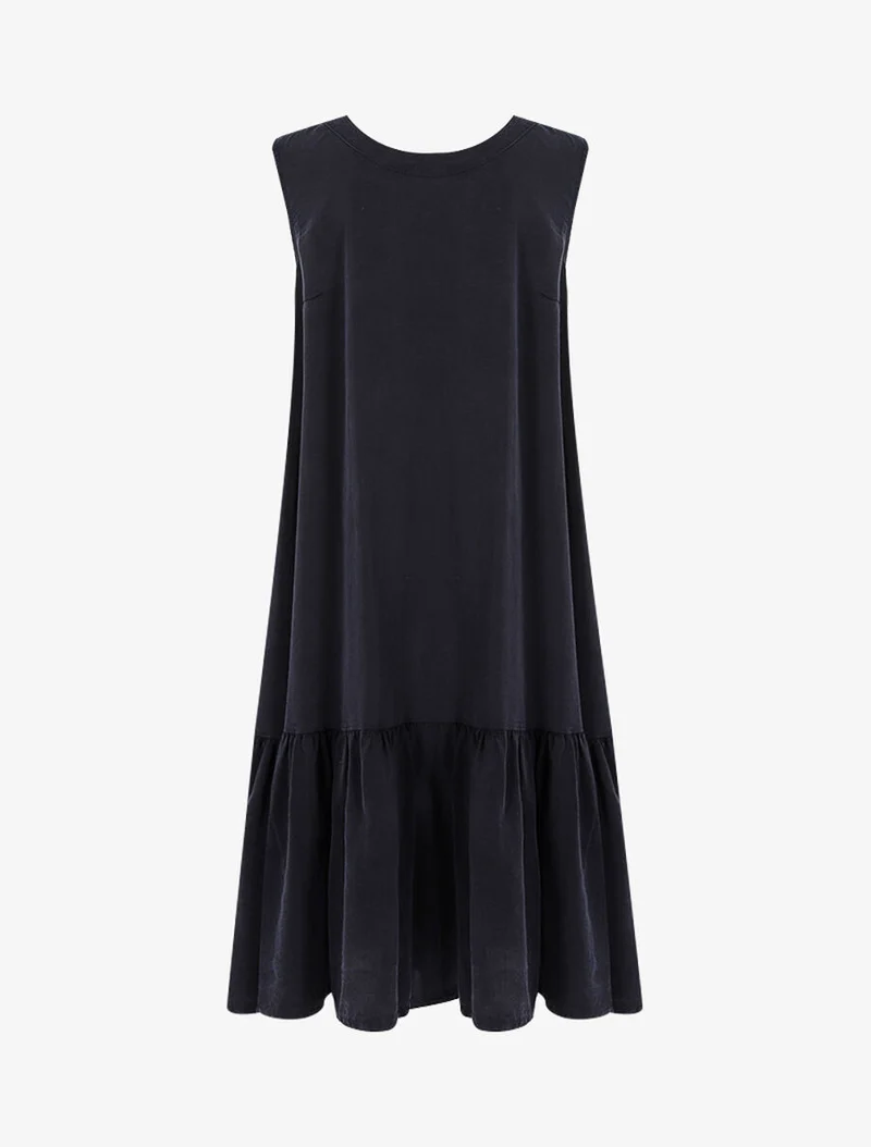 Robe à grand volant - Marine