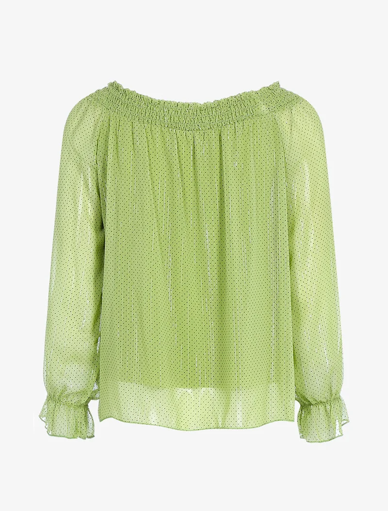 Top fluide à pois - Vert