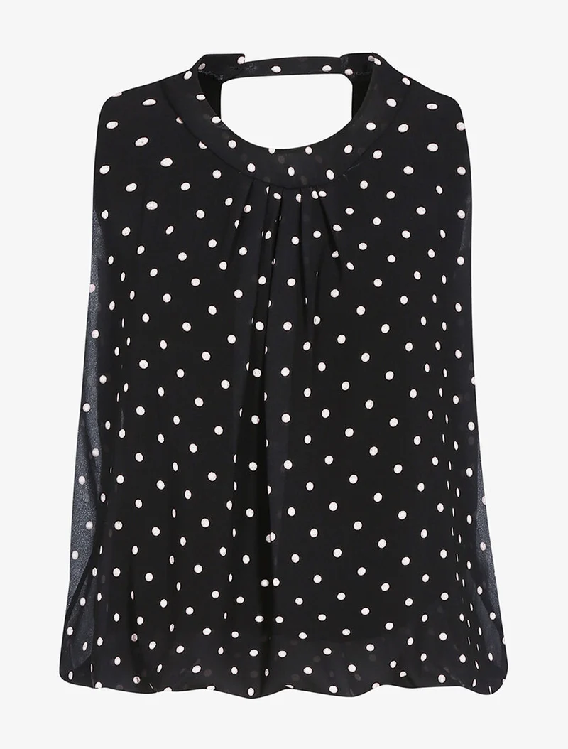 Top à imprimé pois - Noir/blanc