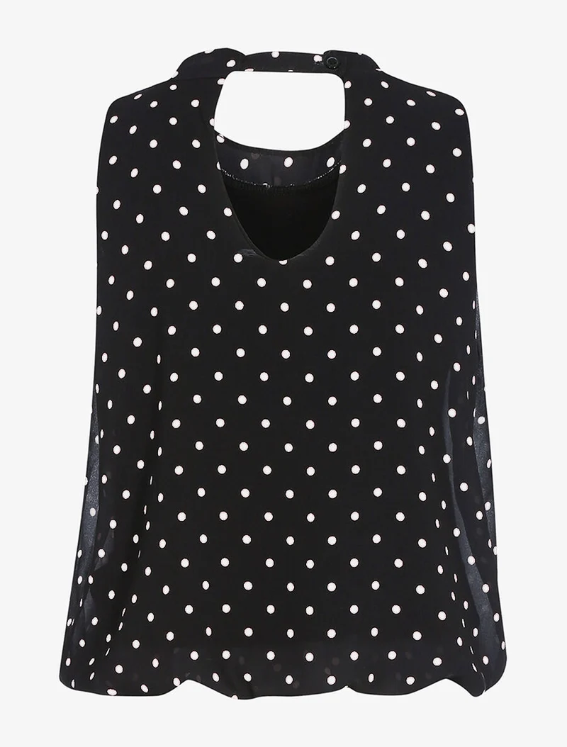 Top à imprimé pois - Noir/blanc