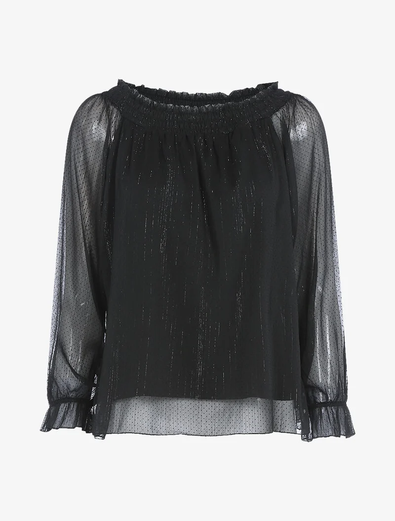 Top fluide à pois - Noir