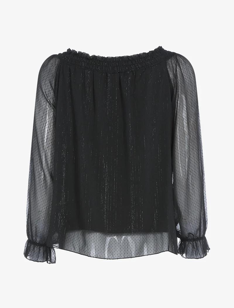 Top fluide à pois - Noir