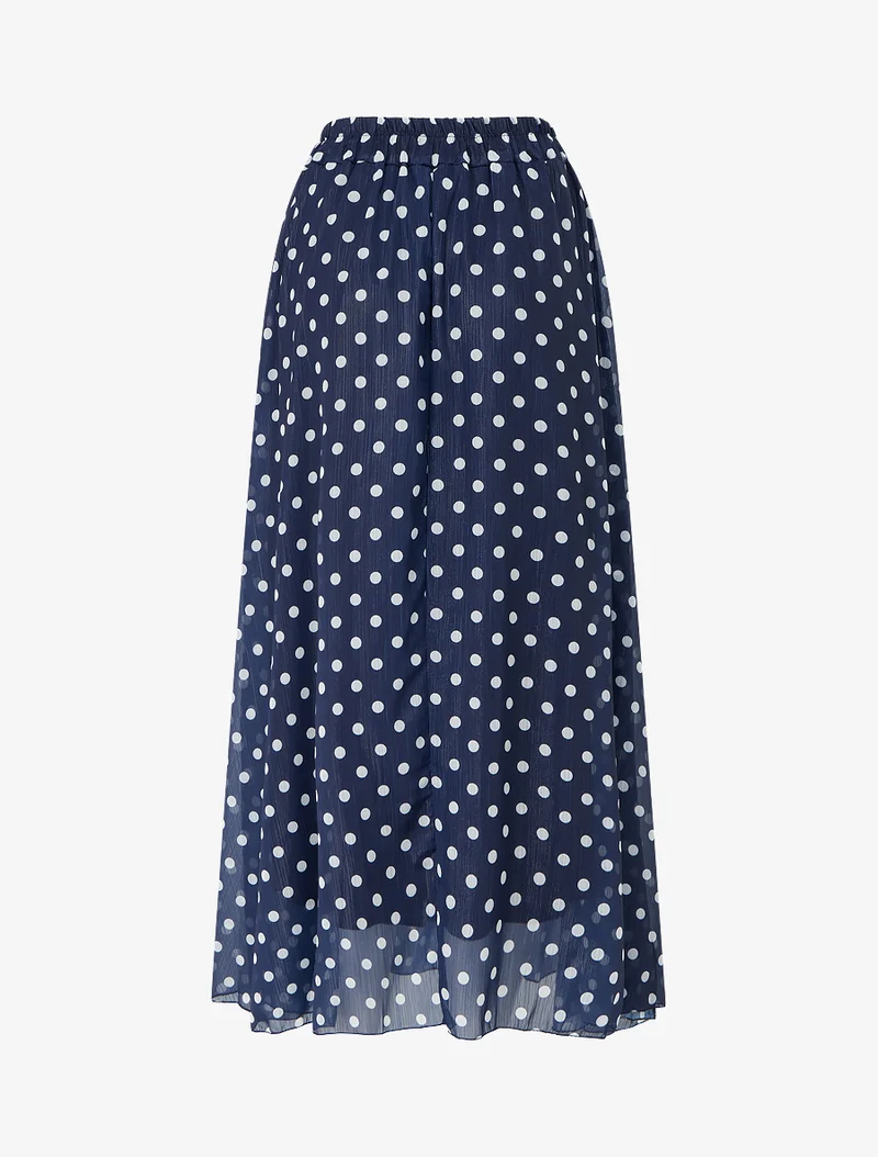 Jupe imprimé pois à taille élastiquée - Marine
