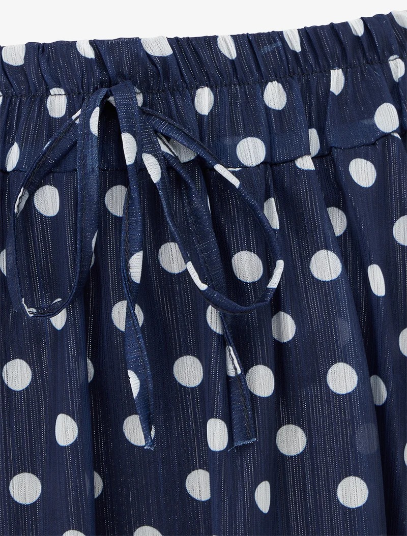 Jupe imprimé pois à taille élastiquée - Marine